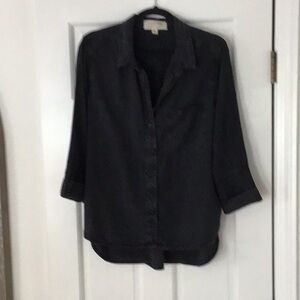 Blouse, Cloth & Stone, black stone washed, 3/4 sleeve button down front, size M.
